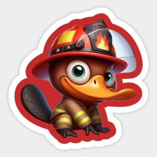 Cute Platypus Firefighter Sticker